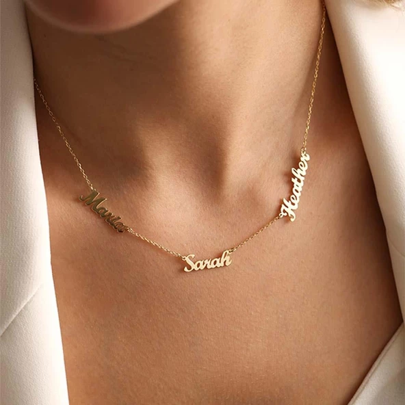 Üçlü Kişiye Özel Gümüş Kolye ürün görseli 1