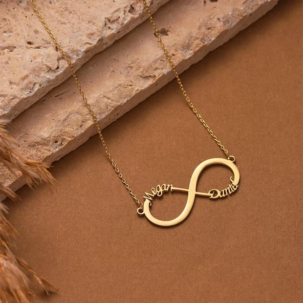 Sonsuzluk İkili İsim Kişi Özel Gümüş Kolye ürün görseli 1
