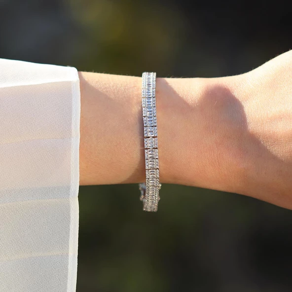 Seri Baget Su Yolu Zirkon Taşlı Gümüş Bileklik - Resim 2