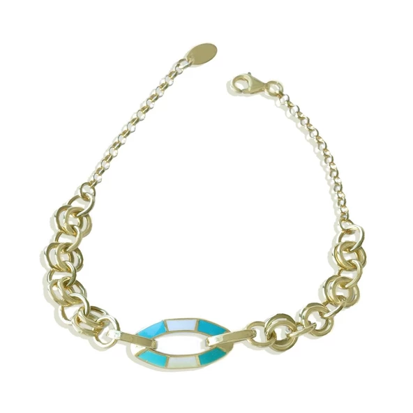 Fortuna Badem Gold Kaplama Gümüş Bileklik - Resim 2