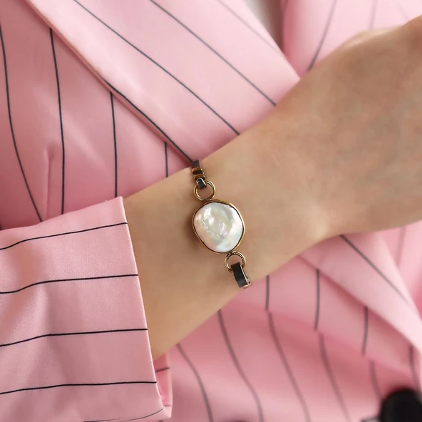 Barok İnci Otantik Gümüş Kelepçe ürün görseli 1