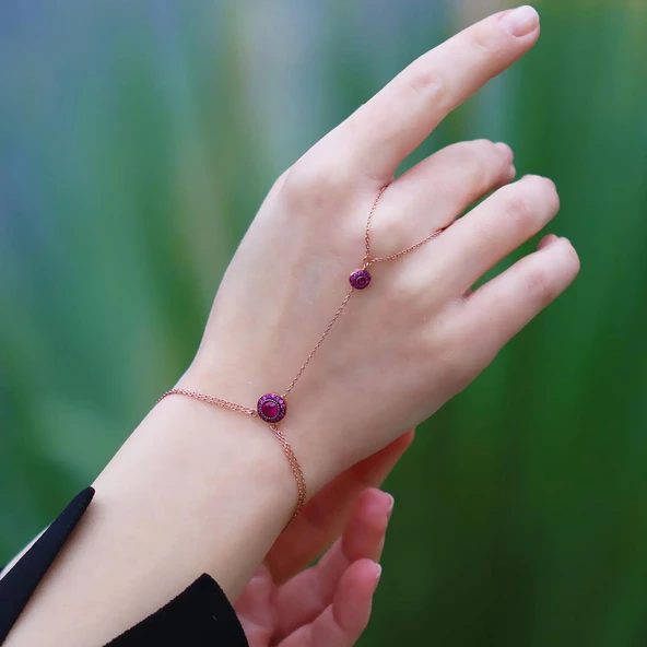 Zirkon Taşlı Elmas Montür Rose Gold Kaplama Gümüş Şahmeran ürün görseli 1