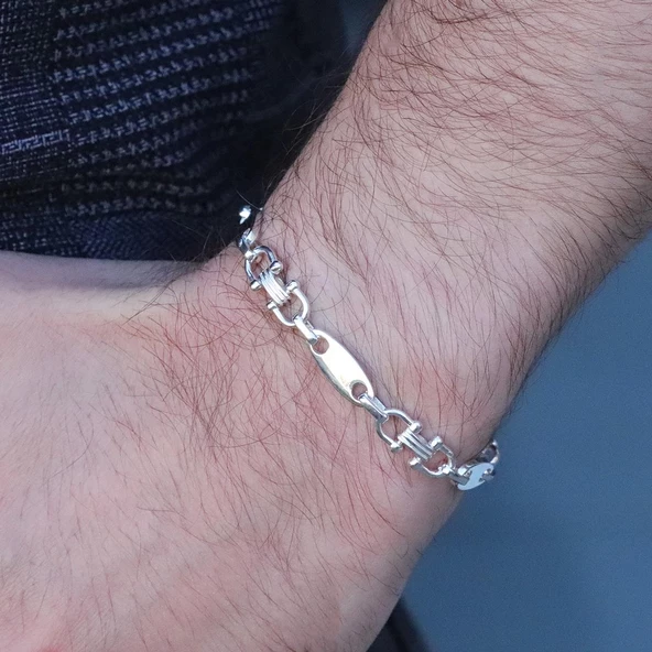 Gemici Modeli Gümüş Erkek Bileklik - Resim 3