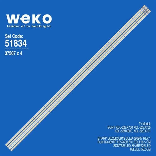 WKSET-6834 37507X4 SLED 090907 REV.1 RUNTK4339TP  4 ADET LED BAR (63LED) - 1