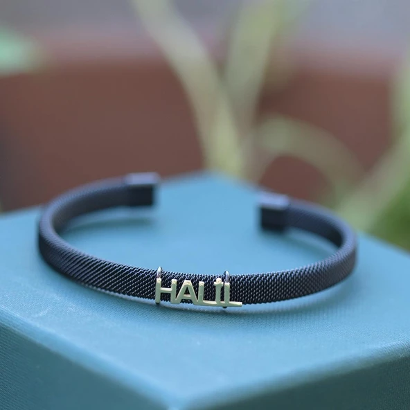 Kişiye Özel İsimli Gümüş Erkek Bilekliliği - Resim 3