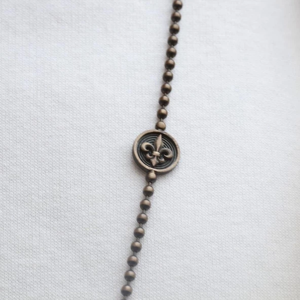 Balta Ve Mühür Figürlü Siyah Zirkon Taşlı Gümüş Erkek Kolye - Resim 3