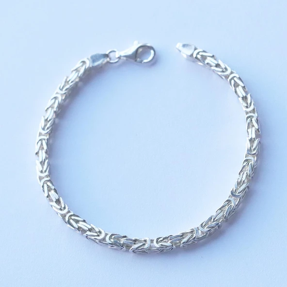 5mm Kral Modeli Oksitsiz Gümüş Erkek Bilekliği - Resim 3