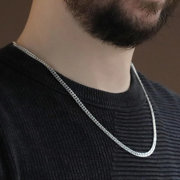 Rambo Modeli 4mm Gümüş Zincir - Resim 2