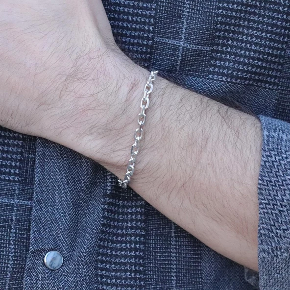 Traşlı Forsa Gümüş Erkek Bilekliği ürün görseli 1