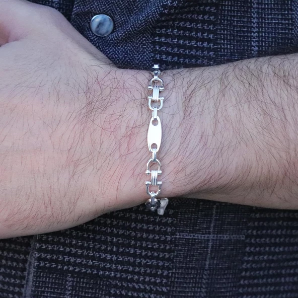 Gemici Modeli Gümüş Erkek Bileklik - Resim 2