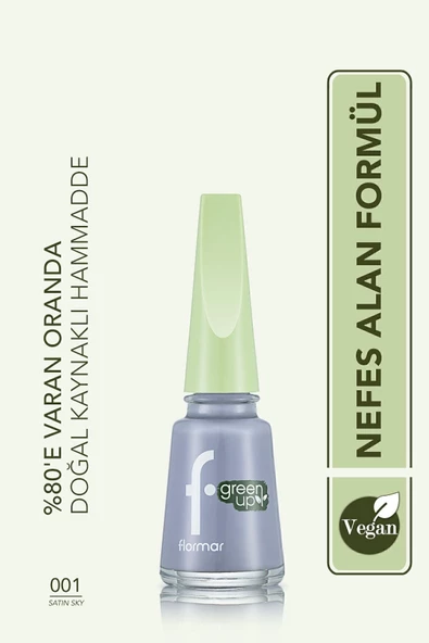 Flormar Parlak Bitişli Nefes Alabilen Vegan Oje-green Up Nail Enamel-001 Satın Sky-4251903323987