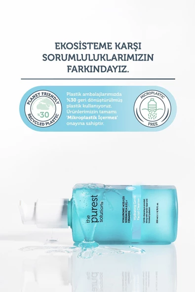 The Purest Solutions Kuru ve Karma Ciltler için Nemlendirici ve Bariyer Onarıcı Temizleme Jeli 200 ml