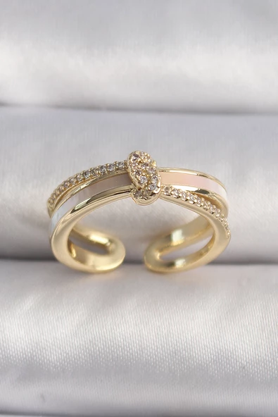Gold Renk Zirkon Taşlı Düğüm Model VIP Seri Kadın Yüzük - EBJ241214W30007 ürün görseli