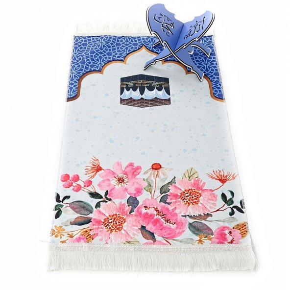 Çocuk Seccadesi Kabe Mavi 82×45 cm 110 gr - Tesbih Hediyeli - 1
