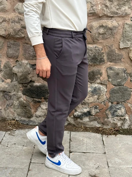 Gd Goldoremi Erkek Slim Fit Beli Lastikli İpli Fermuarlı Likralı Ascoli Kumaş Rahat Jogger - 9
