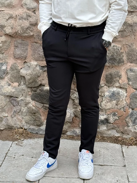 Gd Goldoremi Erkek Slim Fit Beli Lastikli İpli Fermuarlı Likralı Ascoli Kumaş Rahat Jogger - 11