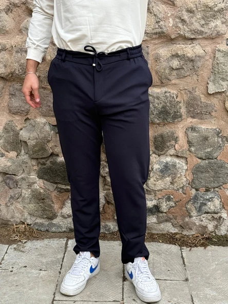 Gd Goldoremi Erkek Slim Fit Beli Lastikli İpli Fermuarlı Likralı Ascoli Kumaş Rahat Jogger - 3