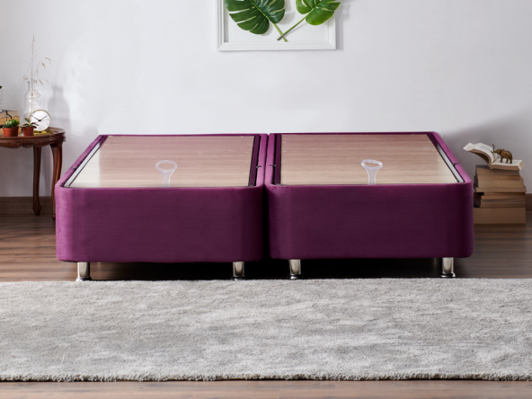 Niron Purple Baza 200x200 cm Çift Kişilik Sandıklı Mor Kumaş Baza Silinebilir Soho Kumaş - 2