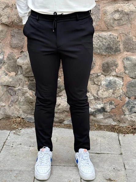 Gd Goldoremi Erkek Slim Fit Beli Lastikli İpli Fermuarlı Likralı Ascoli Kumaş Rahat Jogger - 12