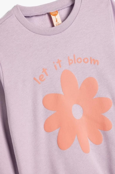 Koton Kız Bebek Çiçekli Sweatshirt Uzun Kollu Bisiklet Yaka Pamuklu - 3