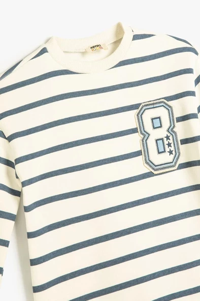 Koton Kız Çocuk Sweatshirt Uzun Kollu Bisiklet Yaka Aplike Detaylı - 3
