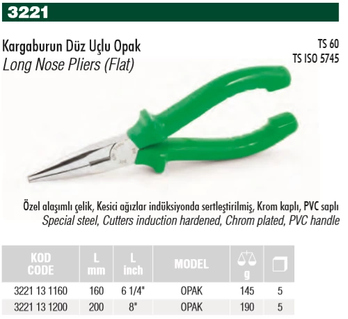 ELTA KARGABURUN 200 MM DÜZ UÇLU OPAK SERİ  3221131200 ürün görseli