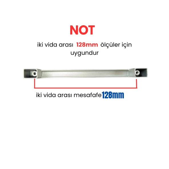 4 Adet Kare Mat Krom Metal Mobilya Kulpu 128mm - 3