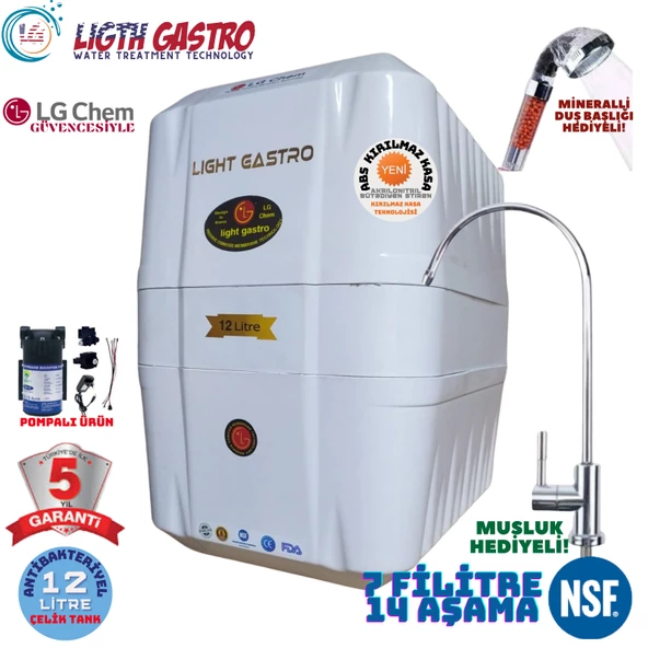 LİGHT GASTRO BEYAZ POMPALI 12 LİTRE 7 FİLTRE 14 AŞAMA SU ARITMA CİHAZI ürün görseli