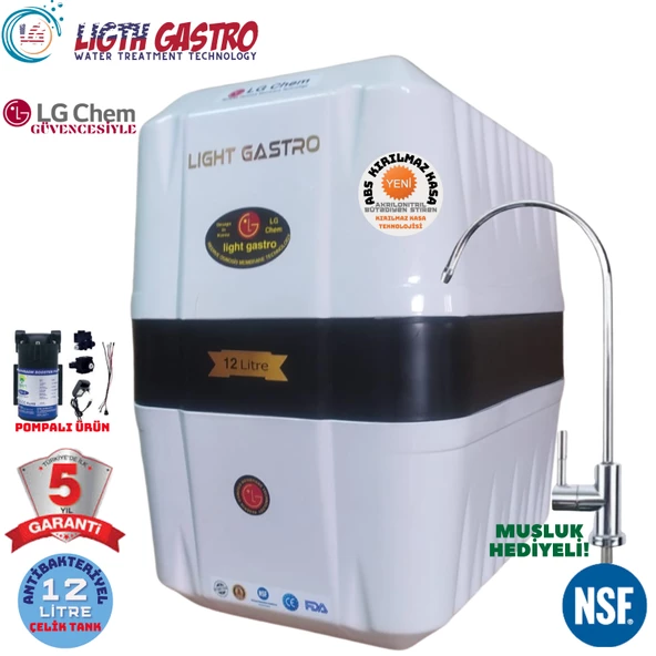 LİGHT GASTRO BEYAZ POMPALI 12 LİTRE 7 FİLTRE 14 AŞAMA SU ARITMA CİHAZI