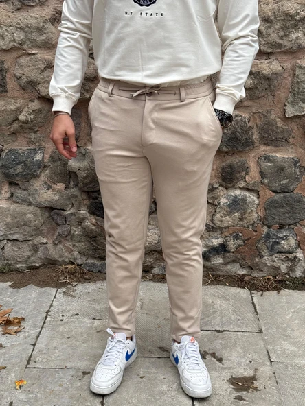 Gd Goldoremi 6649 Erkek Likralı Slim Fit Beli Lastikli İpli Çelik Kumaş Rahat Jogger - 8