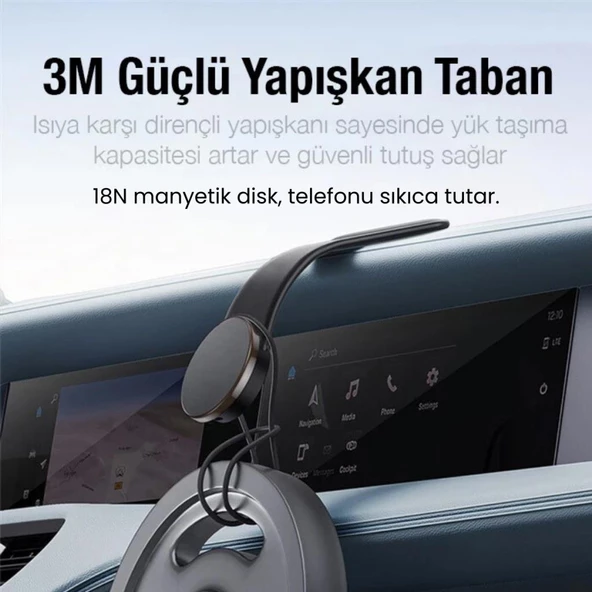 Coofbe Alüminyum Elastik Katlanabilir Mgsafe Uyumlu Araç İçi Telefon Tutucu Masaüstü Telefon Tutucu - 5