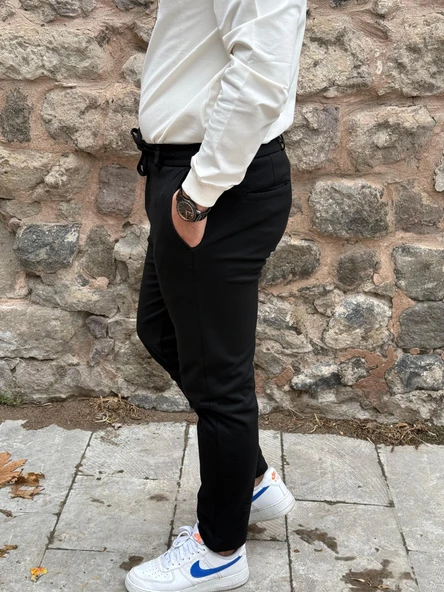 Gd Goldoremi 6649 Erkek Likralı Slim Fit Beli Lastikli İpli Çelik Kumaş Rahat Jogger - 5