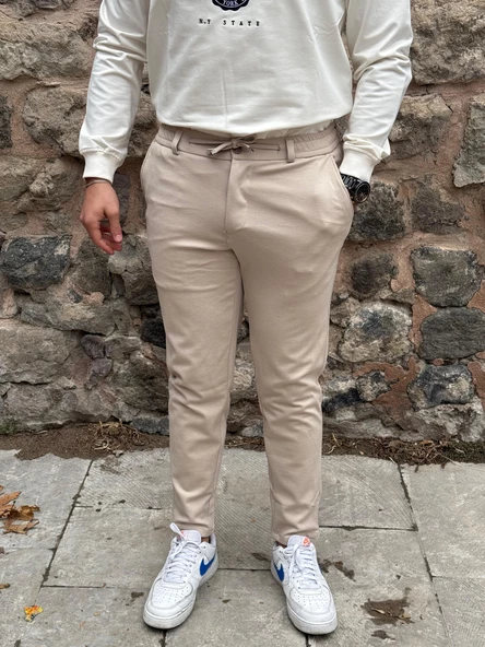 Gd Goldoremi 6649 Erkek Likralı Slim Fit Beli Lastikli İpli Çelik Kumaş Rahat Jogger - 20