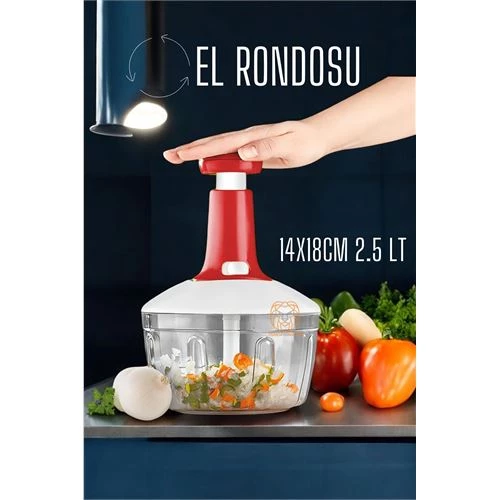 Pratik El Rondosu Üstten Basmalı 5 Bıçaklı 2.5 LİTRE 14X18CM