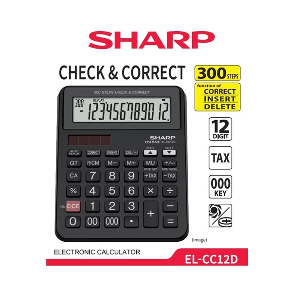 Sharp EL-CC12D 12 Hane İşlem Kontrollü Masaüstü Hesap Makinesi - Resim 2