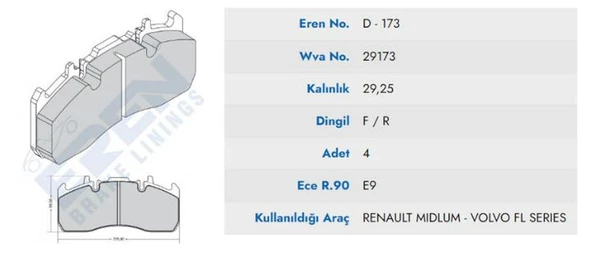 DISK BALATA RENAULT VOLVO ARKA KÜÇÜK 29173
