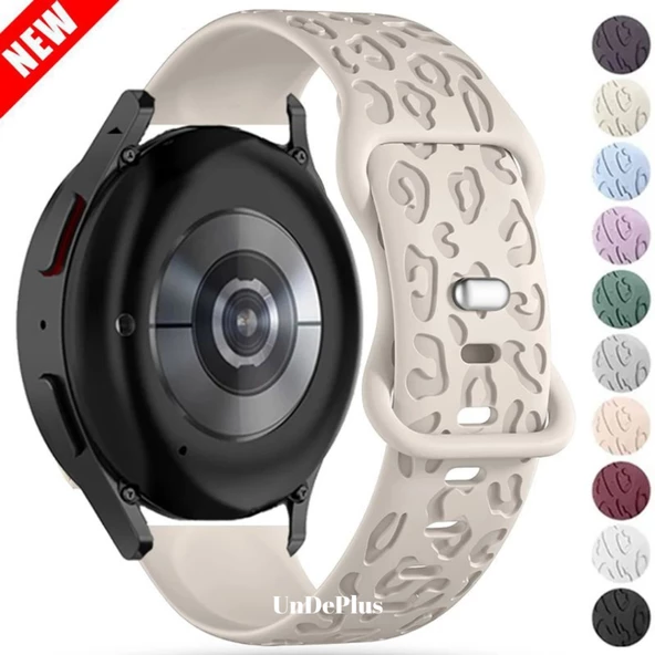 Huawei Watch GT GT2 GT3 GT4 42mm/Magic 2/Amazfit 20mm Kordon Leopar Desen Yumuşak Silikon Kordon