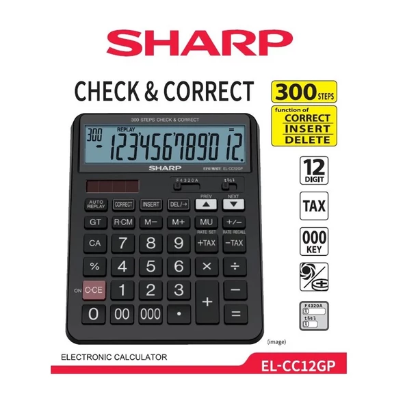 Sharp EL-CC12GP 12 Hane İşlem Kontrollü Masaüstü Hesap Makinesi - 2