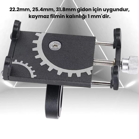 Coofbe Kr01 Pro Alüminyum Vida Sıkıştırmalı Sıkı Tutuş Titremez Motosiklet Bisiklet Telefon Tutucu - 4