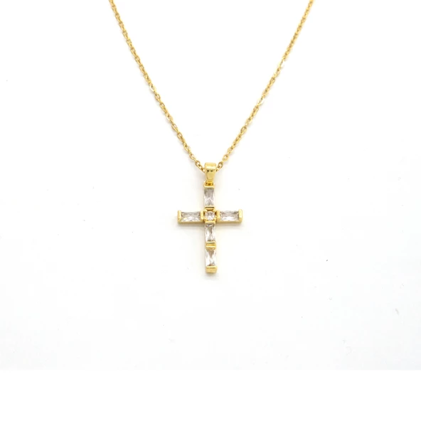 Çelik Kolye - Haç Kolye Altın Kaplama KLY-644 ürün görseli