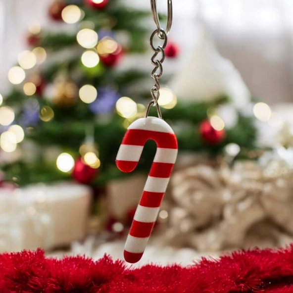 anahtarlık,yılbaşı temalı anahtarlık,şeker kamışı anahtarlık - 2