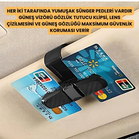 Coofbe Klipsli 180 Derece Döner Klipsli Araç İçi Gözlük Tutucu Kart Tutucu Oto Araç Gözlük Tutacagi - 3