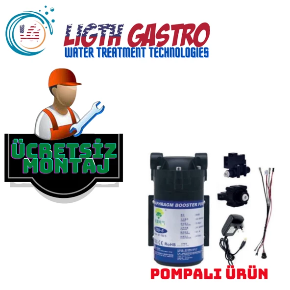LİGHT GASTRO KIRMIZI SİYAH POMPALI MONTAJ DAHİL 12 LİTRE 7 FİLTRE 14 AŞAMA SU ARITMA CİHAZI - Resim 2