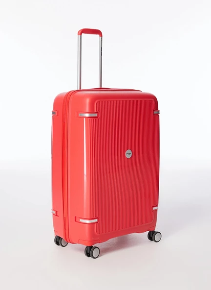 Pierre Cardin Polipropilen Büyük Boy Kırılmaz Valiz Kırmızı PC7070 - Resim 2