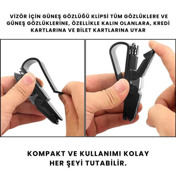 Coofbe Klipsli 180 Derece Döner Klipsli Araç İçi Gözlük Tutucu Kart Tutucu Oto Araç Gözlük Tutacagi - 5