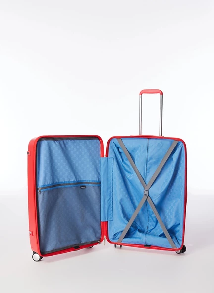 Pierre Cardin Polipropilen Büyük Boy Kırılmaz Valiz Kırmızı PC7070 - Resim 5