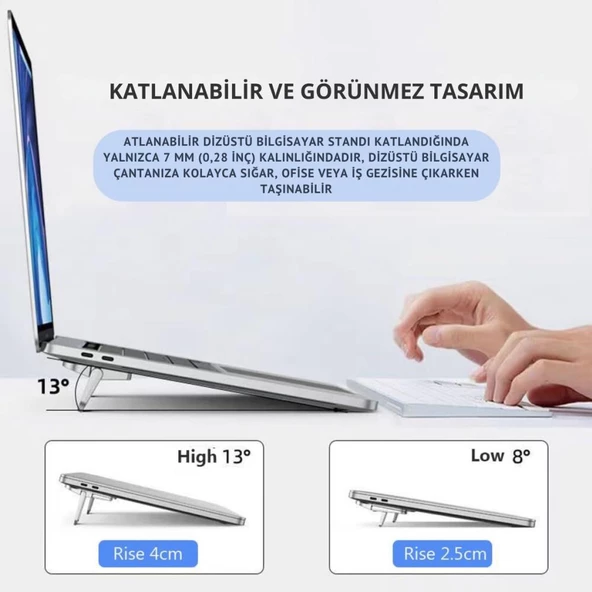Coofbe 2 Adet Yapışkanlı Katlanılabilir 2 Kademe Yükseklik Ayarlı Laptop Standı Laptop Stand Ayağı - 4