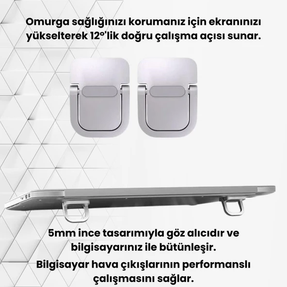 Coofbe 2 Adet Yapışkanlı Katlanılabilir Laptop Standı Portatif Macbook Bilgisayar Laptop Stand Ayagi - 7