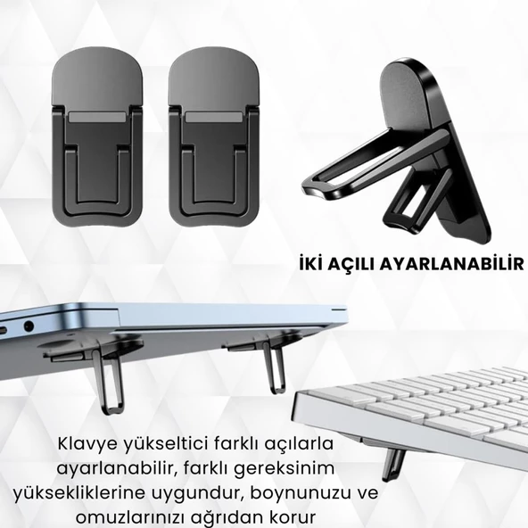 Coofbe 2 Adet Yapışkanlı Katlanılabilir 2 Kademe Yükseklik Ayarlı Laptop Standı Laptop Stand Ayağı - 2