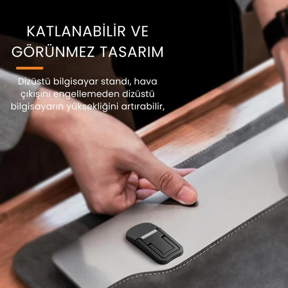 Coofbe 2 Adet Yapışkanlı Katlanılabilir 2 Kademe Yükseklik Ayarlı Laptop Standı Laptop Stand Ayağı - 9